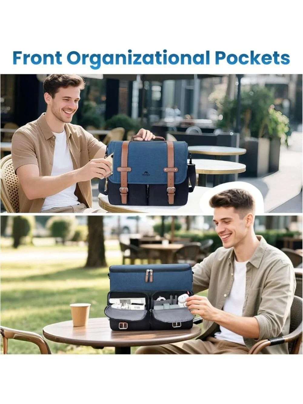 Stylish Water-Resistant Laptop Messenger Bag with USB Charging for School & Work